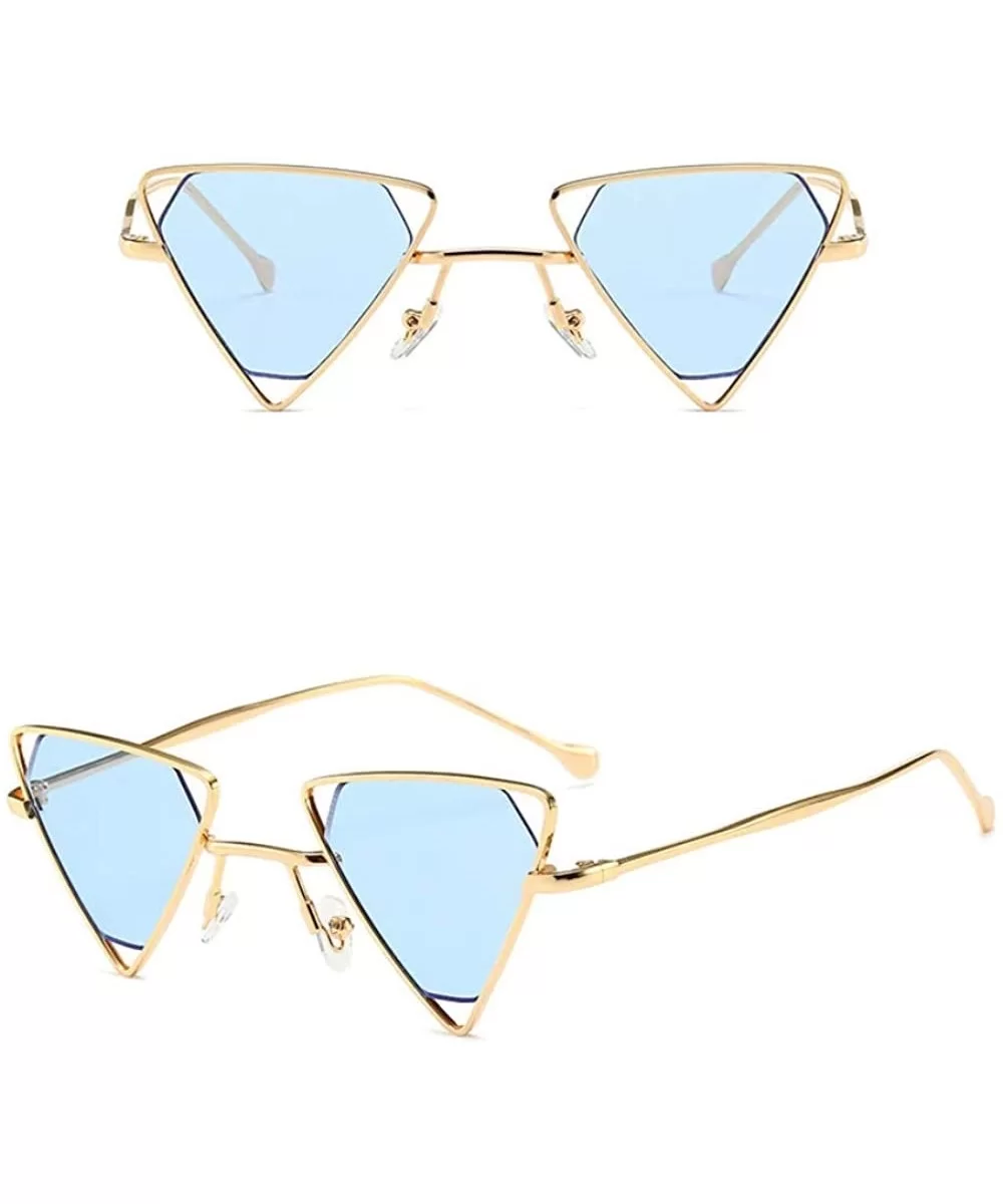 Vintage Triangle Punk Sunglasses for Women Retro Metal Frame - 3 - C218S3QGO7W $18.72 Goggle