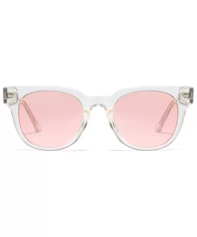 Unisex 80's Retro Classic Trendy Stylish Square Sunglasses UV400 Protection S5000 - Transparent/Pink - CU19644GK5Y $11.95 Square