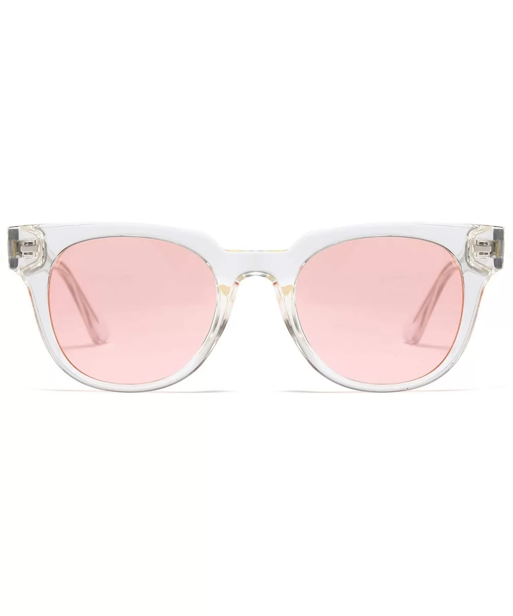 Unisex 80's Retro Classic Trendy Stylish Square Sunglasses UV400 Protection S5000 - Transparent/Pink - CU19644GK5Y $11.95 Square