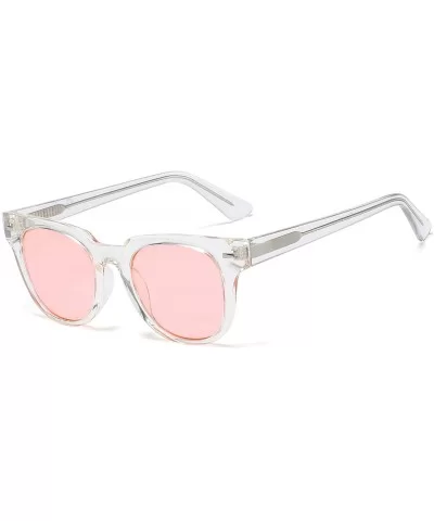 Unisex 80's Retro Classic Trendy Stylish Square Sunglasses UV400 Protection S5000 - Transparent/Pink - CU19644GK5Y $11.95 Square