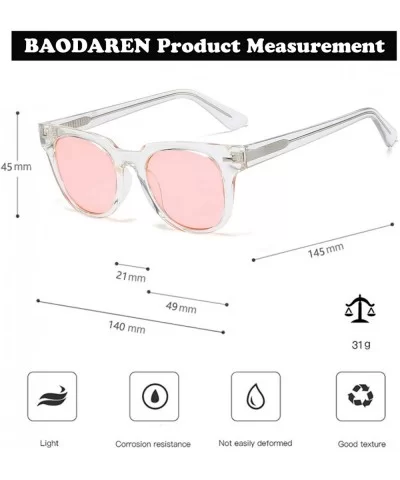 Unisex 80's Retro Classic Trendy Stylish Square Sunglasses UV400 Protection S5000 - Transparent/Pink - CU19644GK5Y $11.95 Square