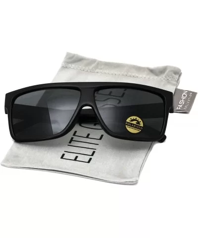 Oversize Aviator POLARIZED Sunglasses Flat Top Square Vintage Retro Fashion Men Women - Black - CY186NWMND3 $8.11 Aviator