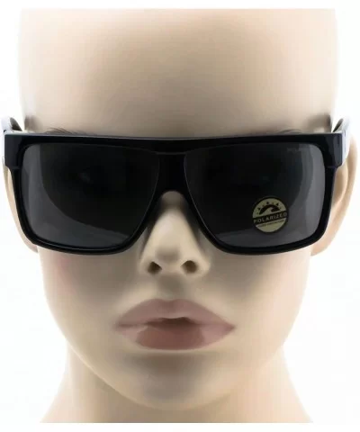 Oversize Aviator POLARIZED Sunglasses Flat Top Square Vintage Retro Fashion Men Women - Black - CY186NWMND3 $8.11 Aviator