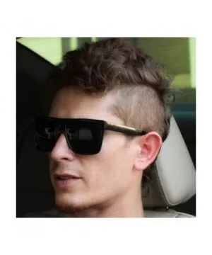 Oversize Aviator POLARIZED Sunglasses Flat Top Square Vintage Retro Fashion Men Women - Black - CY186NWMND3 $8.11 Aviator