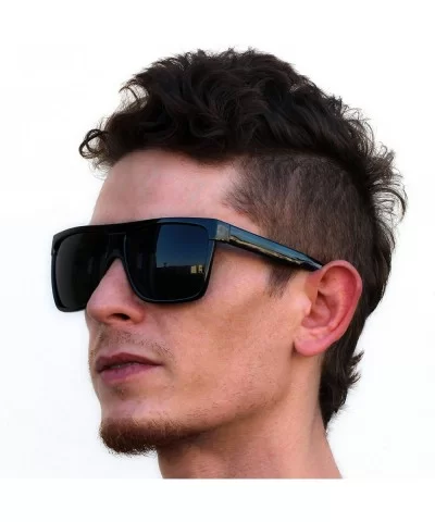 Oversize Aviator POLARIZED Sunglasses Flat Top Square Vintage Retro Fashion Men Women - Black - CY186NWMND3 $8.11 Aviator