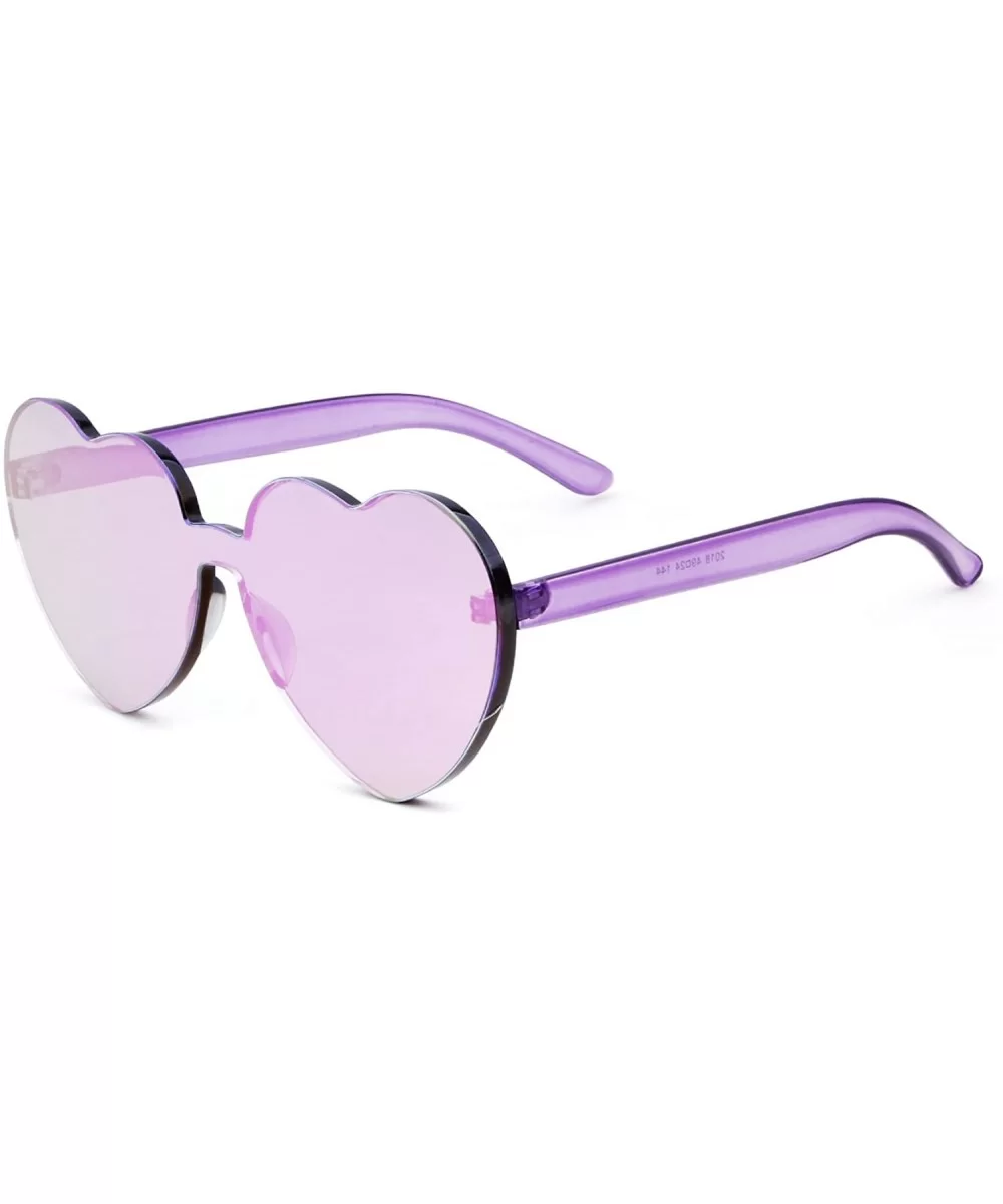 Heart Shape Rimless sunglasses Festival Party Glasses - Purple - CK188TRXWWI $6.71 Wayfarer