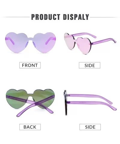 Heart Shape Rimless sunglasses Festival Party Glasses - Purple - CK188TRXWWI $6.71 Wayfarer