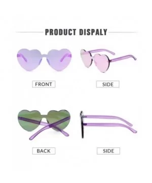 Heart Shape Rimless sunglasses Festival Party Glasses - Purple - CK188TRXWWI $6.71 Wayfarer