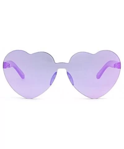 Heart Shape Rimless sunglasses Festival Party Glasses - Purple - CK188TRXWWI $6.71 Wayfarer