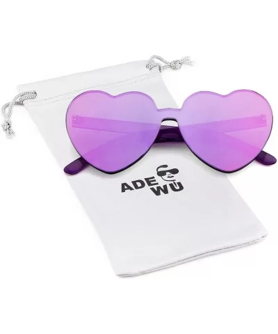 Heart Shape Rimless sunglasses Festival Party Glasses - Purple - CK188TRXWWI $6.71 Wayfarer