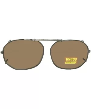 Round Square Non Polarized Clip on Sunglasses - Pewter-non Polarized Brown Lens - CZ189SW9SK3 $10.30 Square