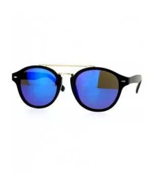 Womens Vintage Retro Fashion Sunglasses Round Designer Frame - Black (Blue Mirror) - CA1898OM8U2 $5.90 Round