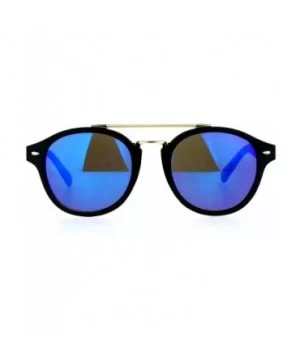 Womens Vintage Retro Fashion Sunglasses Round Designer Frame - Black (Blue Mirror) - CA1898OM8U2 $5.90 Round