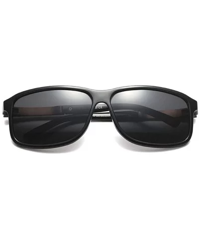 Fashion Square Glasses Brand Designer TR90 Frame Polarized Sunglasses For Men - Shiny Black - CQ18TQXGYH8 $8.56 Goggle