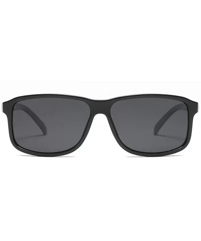 Fashion Square Glasses Brand Designer TR90 Frame Polarized Sunglasses For Men - Shiny Black - CQ18TQXGYH8 $8.56 Goggle