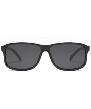 Fashion Square Glasses Brand Designer TR90 Frame Polarized Sunglasses For Men - Shiny Black - CQ18TQXGYH8 $8.56 Goggle