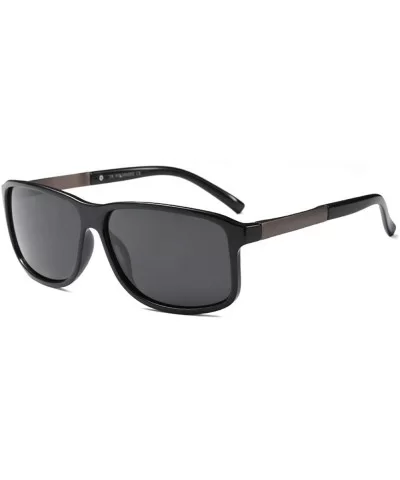 Fashion Square Glasses Brand Designer TR90 Frame Polarized Sunglasses For Men - Shiny Black - CQ18TQXGYH8 $8.56 Goggle