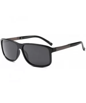 Fashion Square Glasses Brand Designer TR90 Frame Polarized Sunglasses For Men - Shiny Black - CQ18TQXGYH8 $8.56 Goggle