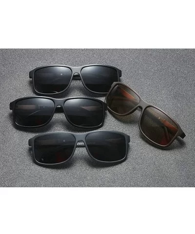 Fashion Square Glasses Brand Designer TR90 Frame Polarized Sunglasses For Men - Shiny Black - CQ18TQXGYH8 $8.56 Goggle