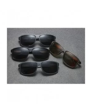 Fashion Square Glasses Brand Designer TR90 Frame Polarized Sunglasses For Men - Shiny Black - CQ18TQXGYH8 $8.56 Goggle