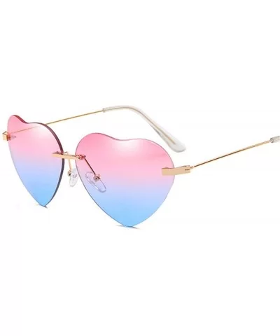 Heart Sunglasses Women Love Rimless Frame Clear Transparent Tint Sun Glasses Vintage - As Picture-2 - C518W7INEY8 $20.81 Rimless