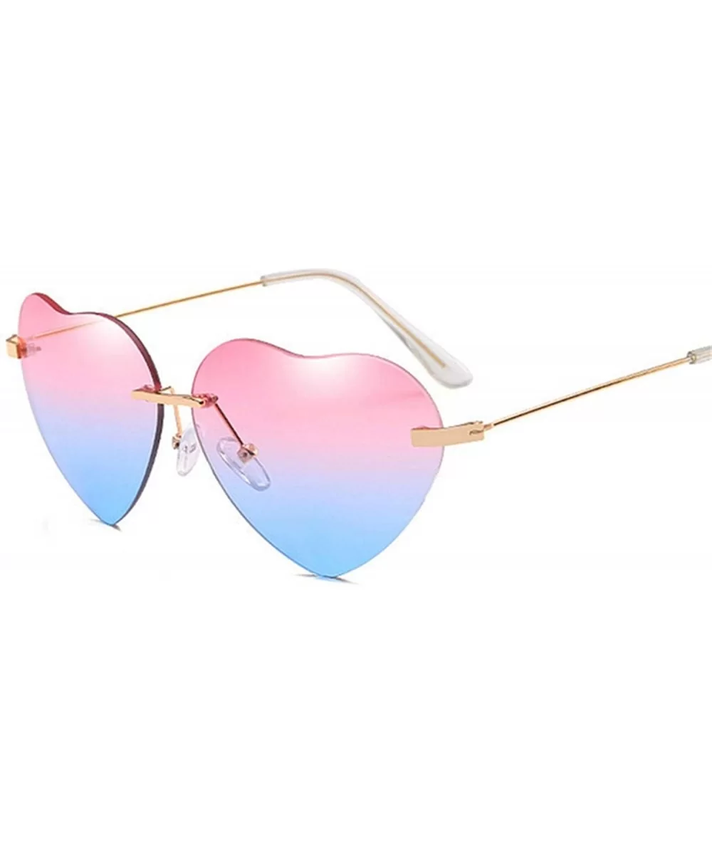 Heart Sunglasses Women Love Rimless Frame Clear Transparent Tint Sun Glasses Vintage - As Picture-2 - C518W7INEY8 $20.81 Rimless