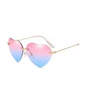 Heart Sunglasses Women Love Rimless Frame Clear Transparent Tint Sun Glasses Vintage - As Picture-2 - C518W7INEY8 $20.81 Rimless