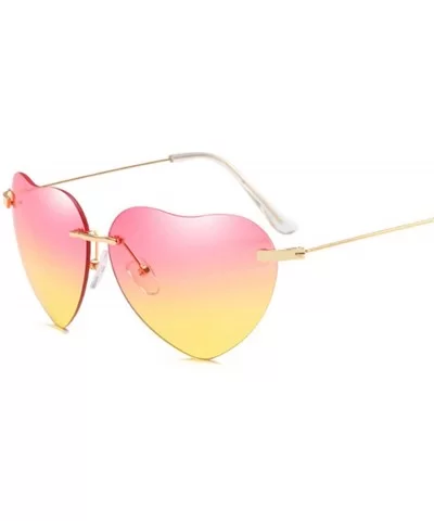 Heart Sunglasses Women Love Rimless Frame Clear Transparent Tint Sun Glasses Vintage - As Picture-2 - C518W7INEY8 $20.81 Rimless