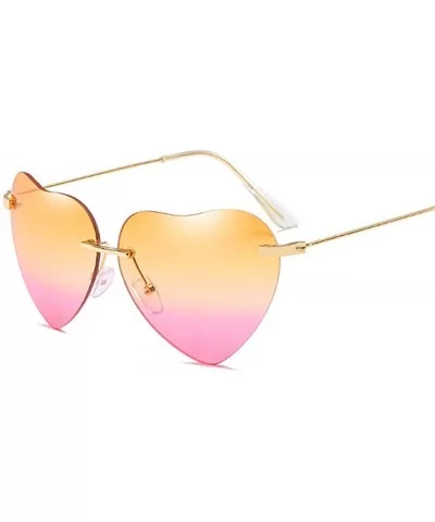 Heart Sunglasses Women Love Rimless Frame Clear Transparent Tint Sun Glasses Vintage - As Picture-2 - C518W7INEY8 $20.81 Rimless