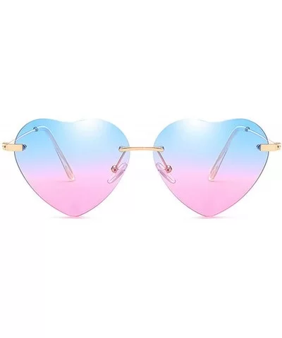 Heart Sunglasses Women Love Rimless Frame Clear Transparent Tint Sun Glasses Vintage - As Picture-2 - C518W7INEY8 $20.81 Rimless