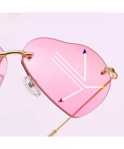 Heart Sunglasses Women Love Rimless Frame Clear Transparent Tint Sun Glasses Vintage - As Picture-2 - C518W7INEY8 $20.81 Rimless