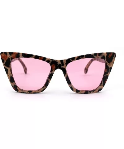 Womens Mod Style Large Square Cat Eye Hipster Plastic Sunglasses - Leopard Pink - C218AH96GA3 $6.38 Square