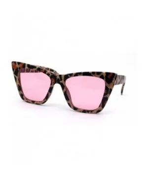 Womens Mod Style Large Square Cat Eye Hipster Plastic Sunglasses - Leopard Pink - C218AH96GA3 $6.38 Square