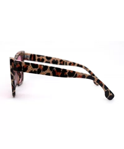 Womens Mod Style Large Square Cat Eye Hipster Plastic Sunglasses - Leopard Pink - C218AH96GA3 $6.38 Square