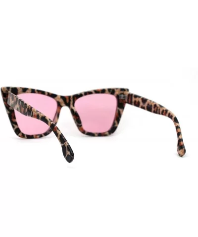 Womens Mod Style Large Square Cat Eye Hipster Plastic Sunglasses - Leopard Pink - C218AH96GA3 $6.38 Square