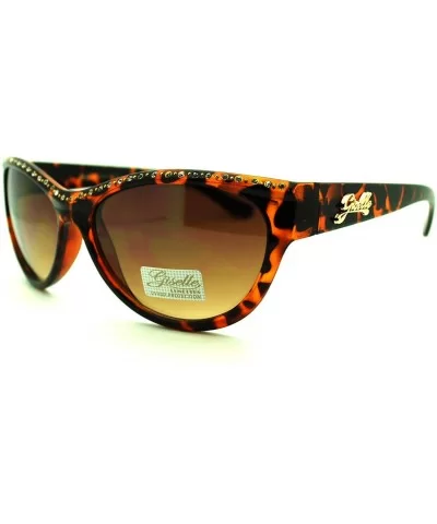 Rhinestone Top Oval Cateye Sunglasses Women's Chic Luxurious - Tortoise - C711PHTLOJH $7.98 Oval