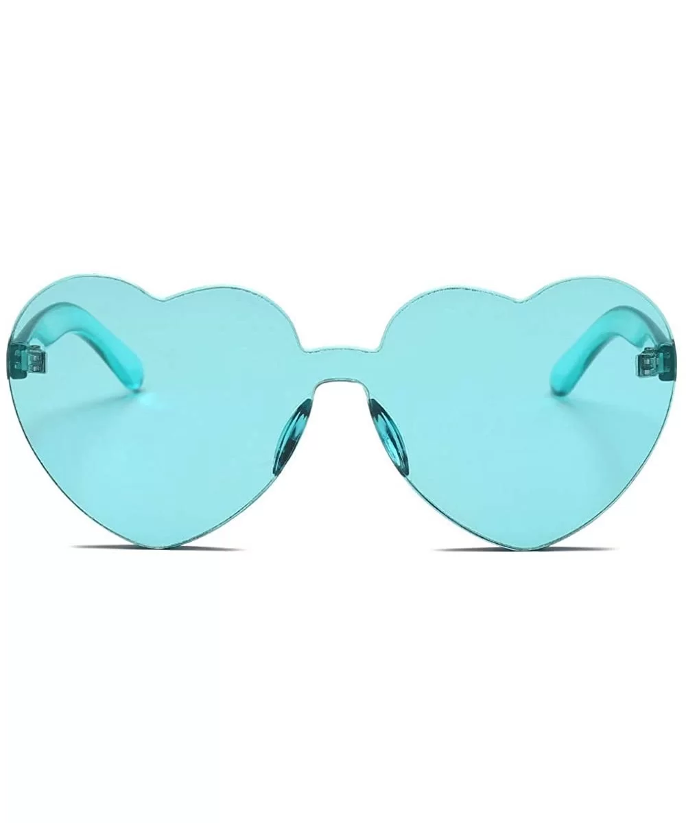 Women Fashion Heart-shaped Shades Sunglasses Integrated UV Candy Colored Glasses - F - CH18TKUC449 $5.24 Square