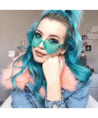 Women Fashion Heart-shaped Shades Sunglasses Integrated UV Candy Colored Glasses - F - CH18TKUC449 $5.24 Square