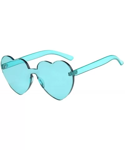 Women Fashion Heart-shaped Shades Sunglasses Integrated UV Candy Colored Glasses - F - CH18TKUC449 $5.24 Square