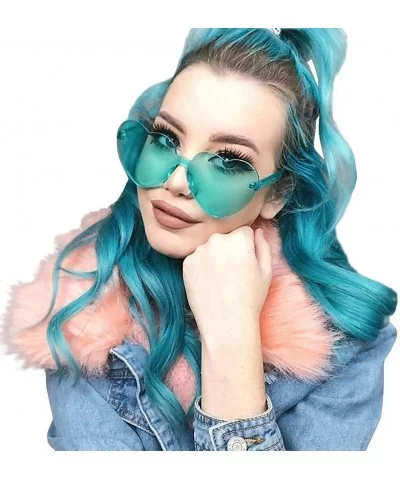 Women Fashion Heart-shaped Shades Sunglasses Integrated UV Candy Colored Glasses - F - CH18TKUC449 $5.24 Square