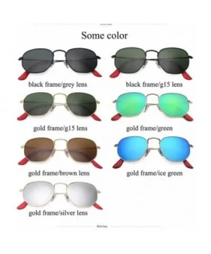 hexagonal square sunglasses for women and men polygon mirrored lens - Blue - CX18ATH0LR4 $13.50 Square