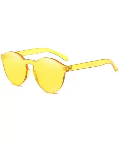 Women Ladies Fashion Cat Eye Shades Sunglasses Integrated UV Candy Colored Glasses (Yellow) - Yellow - CS184XYQ5GW $5.42 Sport