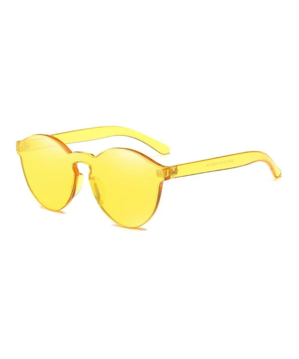 Women Ladies Fashion Cat Eye Shades Sunglasses Integrated UV Candy Colored Glasses (Yellow) - Yellow - CS184XYQ5GW $5.42 Sport