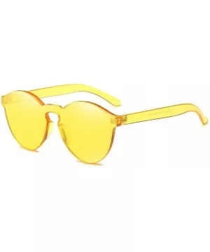 Women Ladies Fashion Cat Eye Shades Sunglasses Integrated UV Candy Colored Glasses (Yellow) - Yellow - CS184XYQ5GW $5.42 Sport