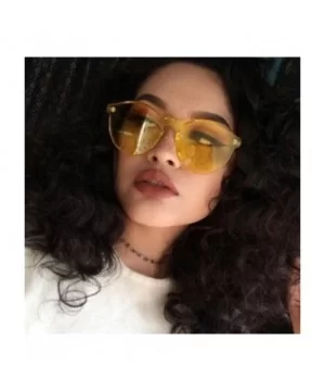 Women Ladies Fashion Cat Eye Shades Sunglasses Integrated UV Candy Colored Glasses (Yellow) - Yellow - CS184XYQ5GW $5.42 Sport