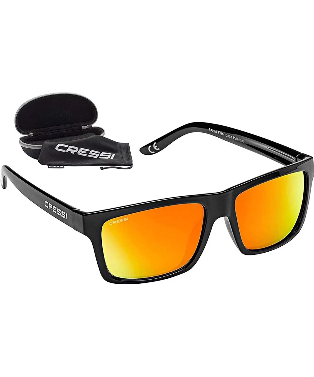 Floating Sunglasses Buoyant Polarized Protective - Black - Orange Mirrored Lens - CY1935I0CQR $48.95 Sport