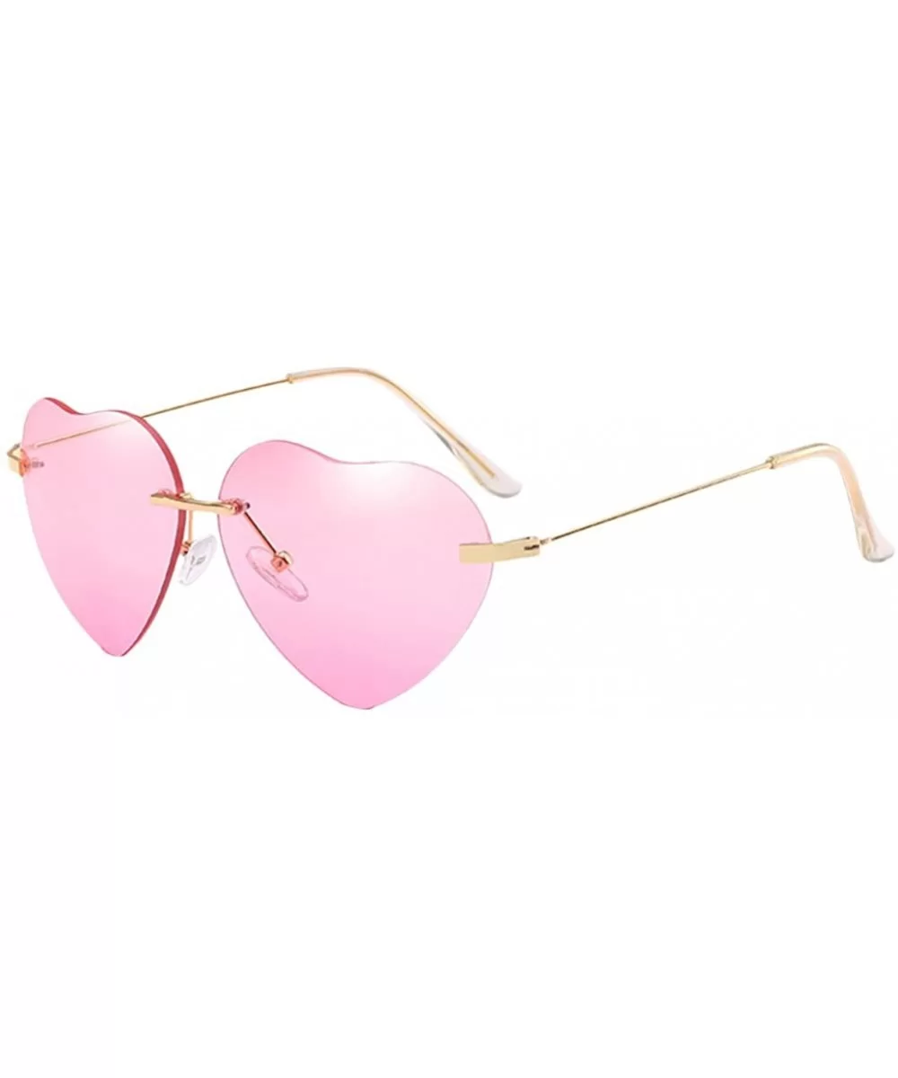 Unique Fashion Design Heart-shaped Sunglasses Streetwear for Women Vintage - Pink - CH18DM53ZUX $11.28 Sport