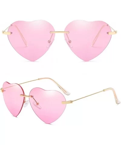 Unique Fashion Design Heart-shaped Sunglasses Streetwear for Women Vintage - Pink - CH18DM53ZUX $11.28 Sport