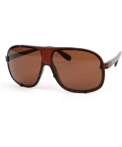 Unisex Trendy Sporty Aviator Frame Sunglasses P2107 - Brown - CD11EPE246R $10.90 Aviator