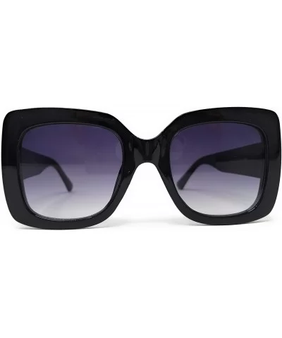 Oversized Bold Thick Black Square Frame Wide Arm Sunglasses Women Modern Hipster Fashion Shades - SM1122 - CF18L8AT4Z2 $12.05...